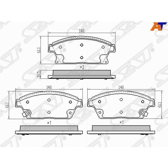 Колодки тормозные перед CHEVROLET CRUZE /AVEO 09-/OPEL ASTRA J 10- (диски 300мм) SAT